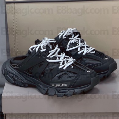  Balenciaga Nylon and mesh cloth Track  mules shoes in Black Bs001
