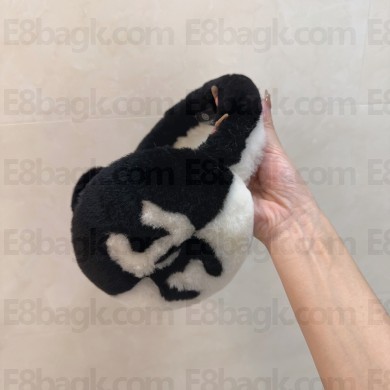 chanel Shearling Lambskin Black & White Earmuffs 2023