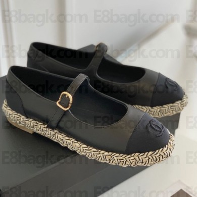Chanel Mixed sheepskin Hemp rope bottom shoe in Black Cs014