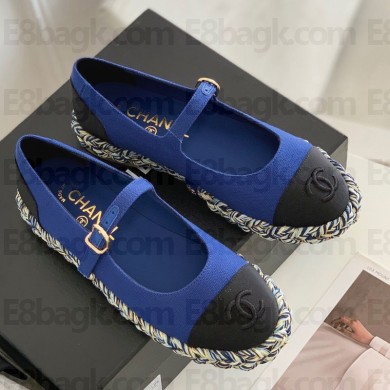 Chanel Sheepskin lining Hemp rope bottom shoe in Blue Cs017