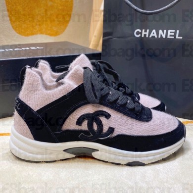 Chanel Wool knitted fabric sports shoes in Pink Cs018