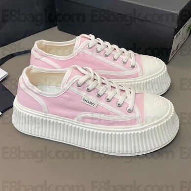 Chanel Canvas fabric Platform casual shoes in Pink Cs024