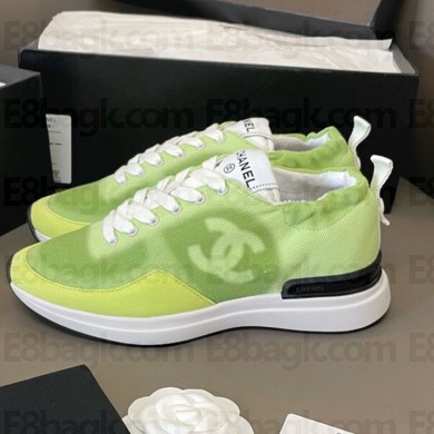 Chanel Denim fabric sports shoes in Green Cs029