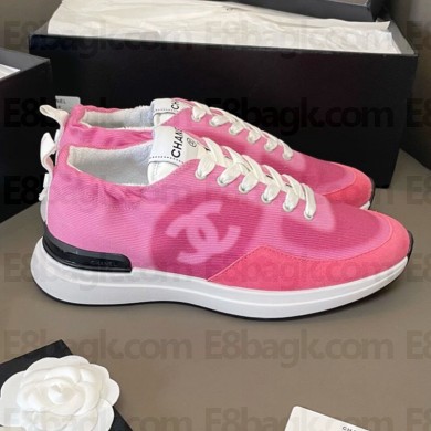 Chanel Denim fabric sports shoes in Pink Cs030