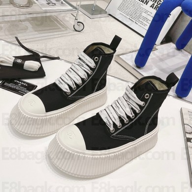 Chanel Denim upper cowhide lining biscuit shoes in Black Cs116