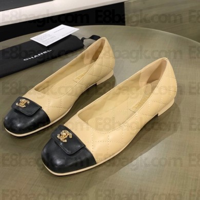 Chanel sheepskin/Cowhide Single shoes in apricot   Cs215