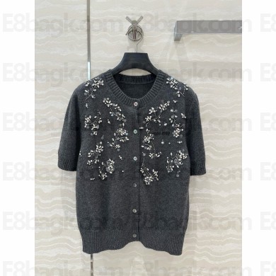 MIU MIU Embroidered cashmere cardigan GRAY MMF959 2025