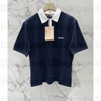 MIU MIU Cotton piqué polo shirt MJN559 2025