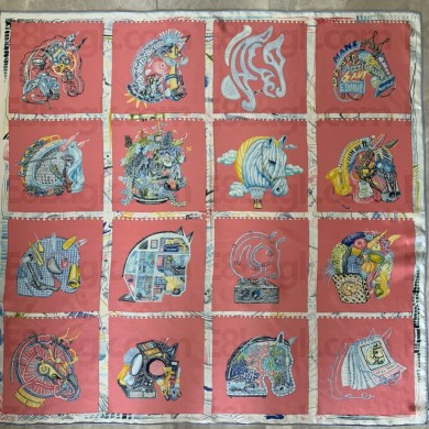 hermes Chevaloscope scarf 90 Rose / Bleu / Multicolore 2023