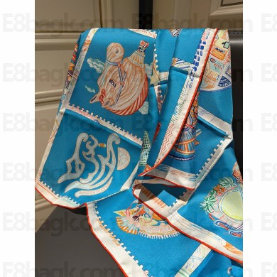 hermes Chevaloscope scarf 90 Bleu / Orange / Multicolore 2023