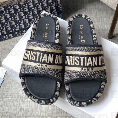 Dior Letter print platform slippers in Black Ds026