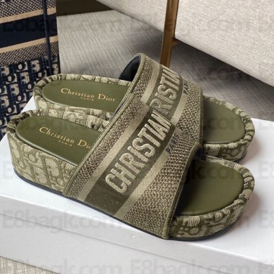 Dior Letter print platform slippers in Green Ds028