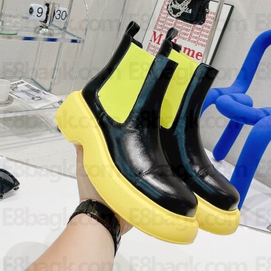 Custom oil cowhide Middle boots in yellow/black Dys014