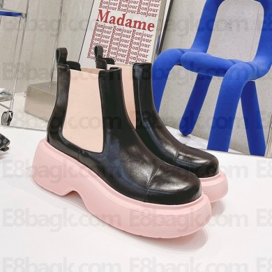 DYMONLATRY Custom oil cowhide Middle boots in pink/black Dys017