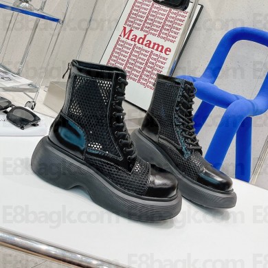 DYMONLATRY Custom oil cowhide Mesh Middle boots in black Dys021