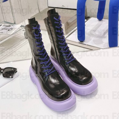 DYMONLATRY Custom oil cowhide Mid-high boots in purple/black Dys030