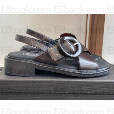 PRADA sienna Brushed leather sandals with buckle 1X962N 2025