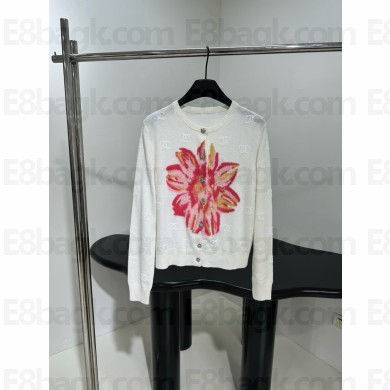 chanel Cashmere & Sequins WHITE, Pink, Light Pink & Yellow CARDIGAN P77174 2024 