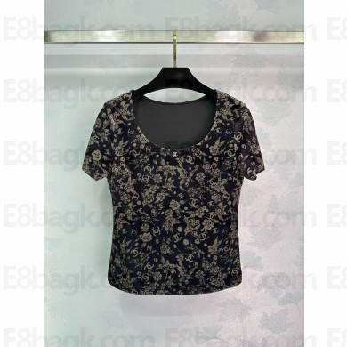 chanel Velvet Jersey Black & Silver Top P78132 2024 