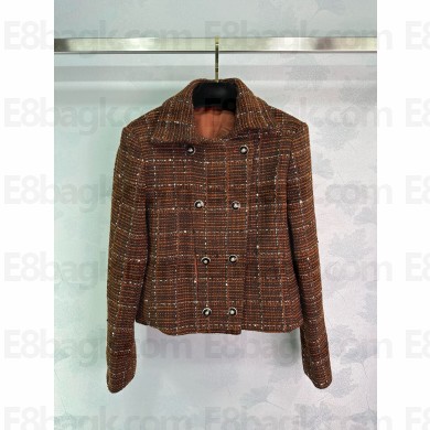 chanel Embroidered Wool Tweed Dark Brown, Black, Brown & White JACKET P77756 2024 