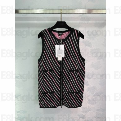 chanel Cashmere & Cotton Black, Pink & White vest P77951 2024 