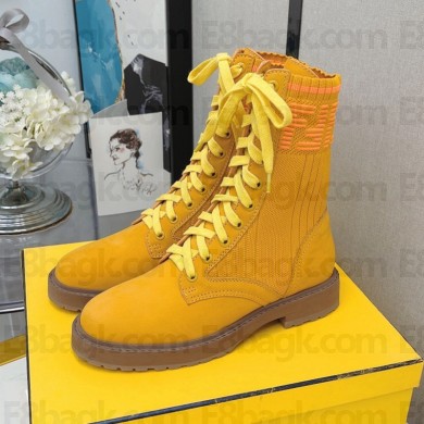 FENDI Matte cowhide leather Martin boots in Orange Fes005  