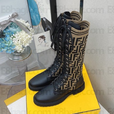  FENDI Knitted sock tube/Soft cowhide In-tube Martin boots Fes015