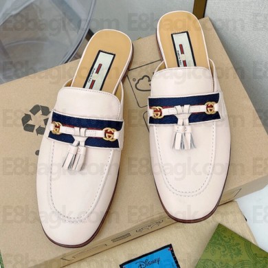 Gucci Calfskin Fringed half-top Mules in Pink Gs022