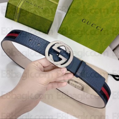Gucci Fabric woven belt in dark blue/red    Gy006