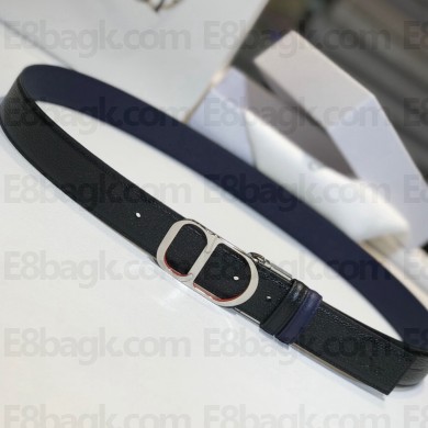 Dior Two-sided lychee pattern cowhide belt in black/dark blue     Gy011