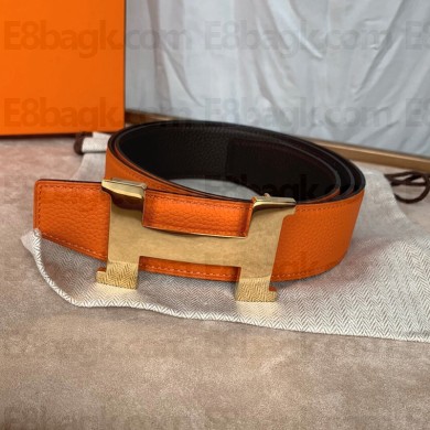 Hermes Calfskin belt in orange   Hy001