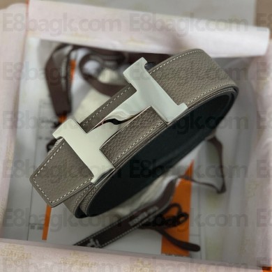 Hermes Calfskin belt in gray   Hy003