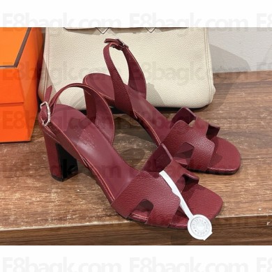 HERMES Eternité 80 sandal in calfskin burgundy 2025