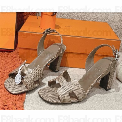 HERMES Holy 80 sandal in Lizard calfskin grey 2025