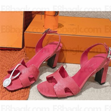 HERMES Holy 80 sandal in Lizard calfskin fuchsia 2025