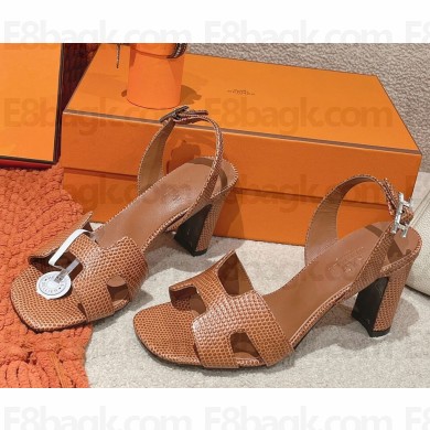 HERMES Holy 80 sandal in Lizard calfskin brown 2025