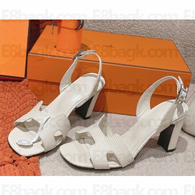 HERMES Holy 80 sandal in Lizard calfskin white 2025