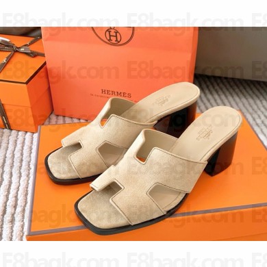 HERMES Helia 60 sandal in suede goatskin beige 2025 