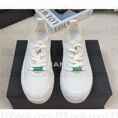 Chanel platform cotton sneakers white 0314-2025