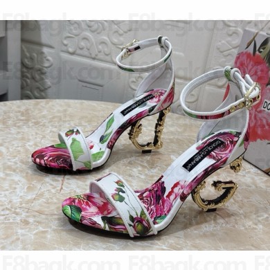 Dolce & Gabbana 105mm DG baroque heel sandals white 2025