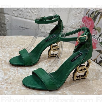 Dolce & Gabbana DG Pop Heel 10.5cm Leather sandals green 2025