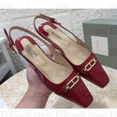 TOM FORD Whitney patent leather slingback ballerina shoes red 2025