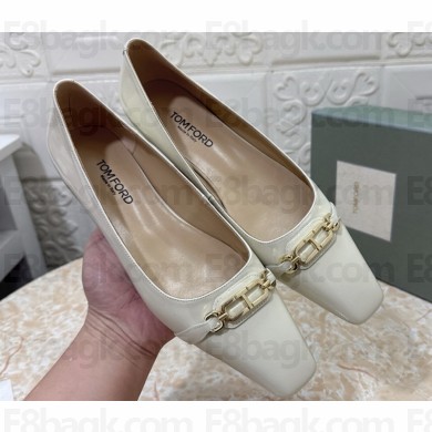 TOM FORD Whitney patent leather ballerina shoes white 2025