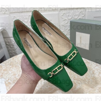 TOM FORD Whitney patent leather ballerina shoes green 2025