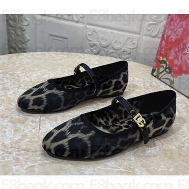 Dolce & Gabbana Printed velvet ballet flats Leopard black/white 2025