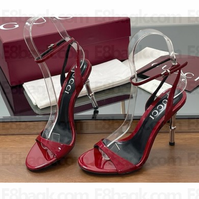 Gucci Women's slingback sandal 812999 Gucci Rosso Ancora red leather heel 9.5cm 2025