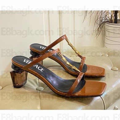Versace patent calfskin sandals with Bottle Heel brown 2025
