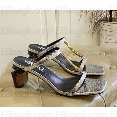 Versace calfskin sandals with Bottle Heel silver 2025