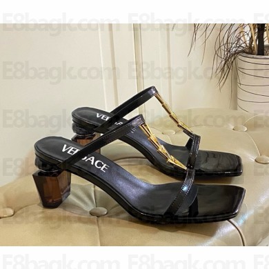Versace patent calfskin sandals with Bottle Heel black 2025