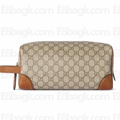 Gucci GG Emblem medium toiletry case 821163 Beige and dark brown new GG Monogram coated fabric 2024
